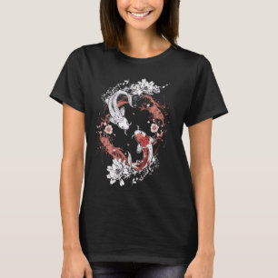 Camiseta Koi Fish Art Japonês Estilo Círculo Design Zen Gra