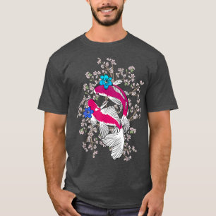 Camiseta Koi Fish Chersom Blossom Sakura Casal Peixes Ni