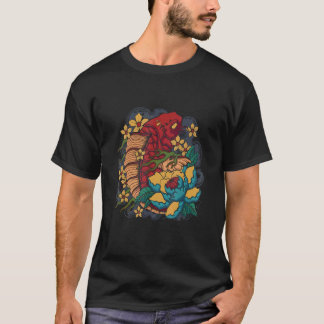 Camiseta Koi Fish Japanese Street wear with Lotus Flowers