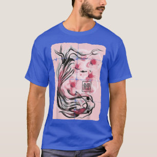 Camiseta Koi Fish Japonês Sakura Cherry Blossom Gráfico T-