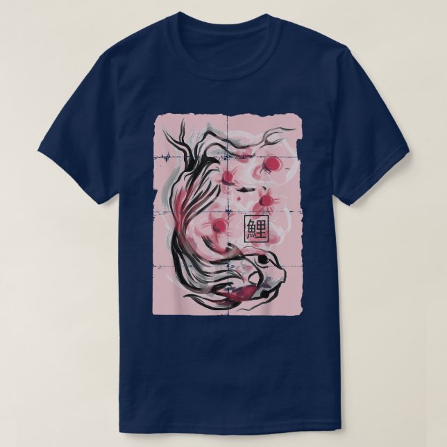 Camiseta Koi Fish Japonês Sakura Cherry Blossom Graphic (Frente do Design)