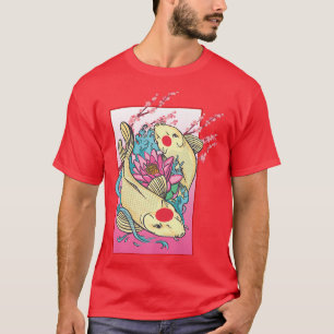 Camiseta Koi Fish Pond Japonês Cultura Taisho Sanke Sakura