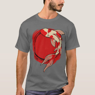 Camiseta Koi Fish Red Tokyo Sun Art Japonês Yin Nishikigoi