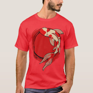 Camiseta Koi Fish Red Tokyo Sun Art Japonês Yin Nishikigoi