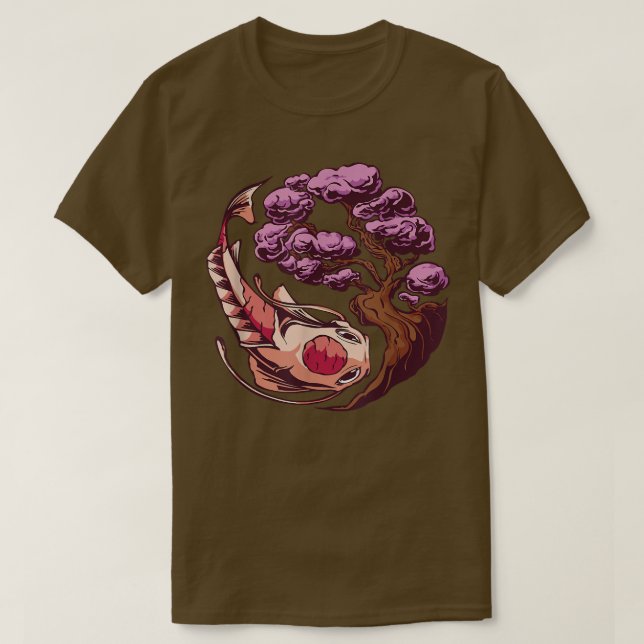 Camiseta Koi Fish Sakura Arte japonesa (Frente do Design)