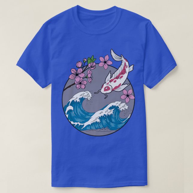 Camiseta Koi Fish Sakura Cherry Blossom Retro Japonês (Frente do Design)