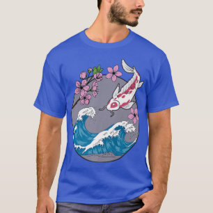 Camiseta Koi Fish Sakura Cherry Blossom Retro Japonês