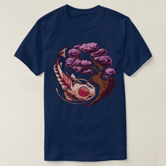 Camiseta Koi Fish Sakura Japanese art  (Frente do Design)