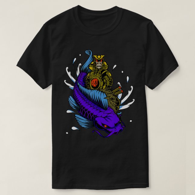 Camiseta Koi Fish Samurai, Guerreiro Japonês (Frente do Design)