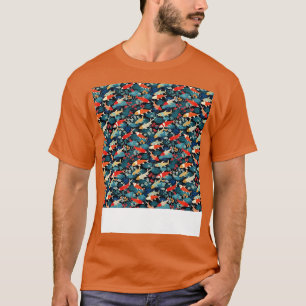 Camiseta Koi Fish Seamless Patterno Japonês p Chinês Asiáti