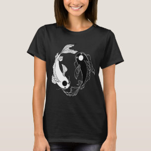 Camiseta Koi Fish Ying Yang Black and White