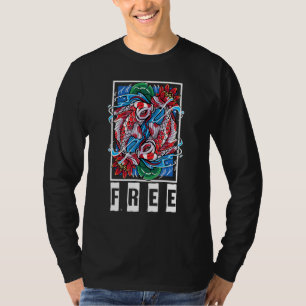 Camiseta Koi - Free - Peace - Yoga - Fish Pond - Petshop