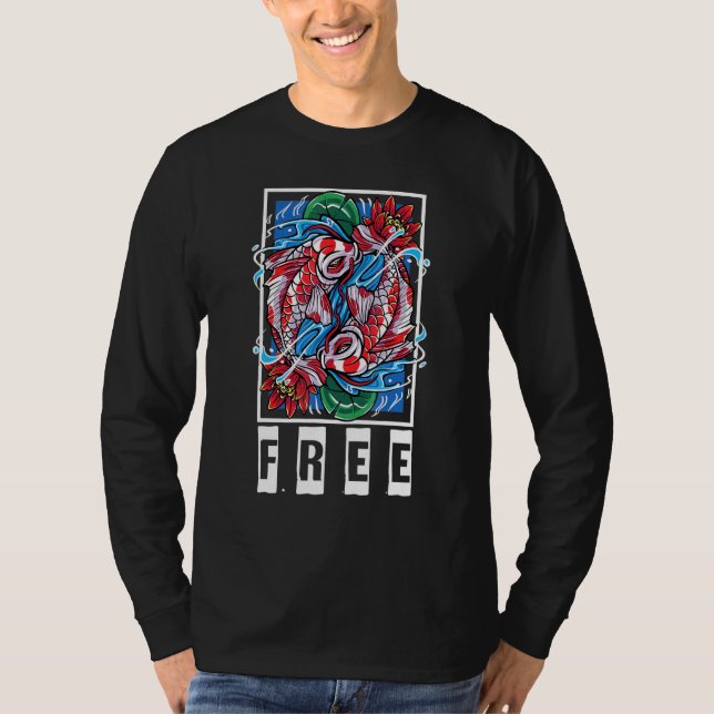 Camiseta Koi - Free - Peace - Yoga - Fish Pond - Petshop (Frente)
