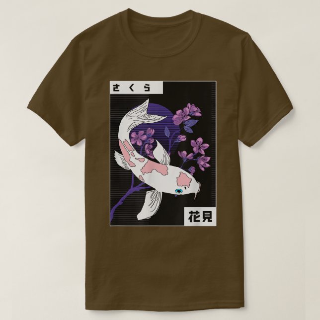 Camiseta Koi Japanese Koi Carp Sakura Tree Sunset Cherry Bl (Frente do Design)