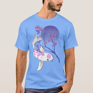 Camiseta Koi Japonês Carp Full Moon Cherry Blossom Nis