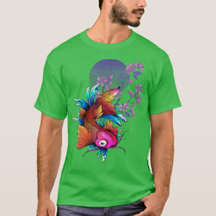Camiseta Koi Japonês Fish Chersom Blossom Nishikigoi Asian