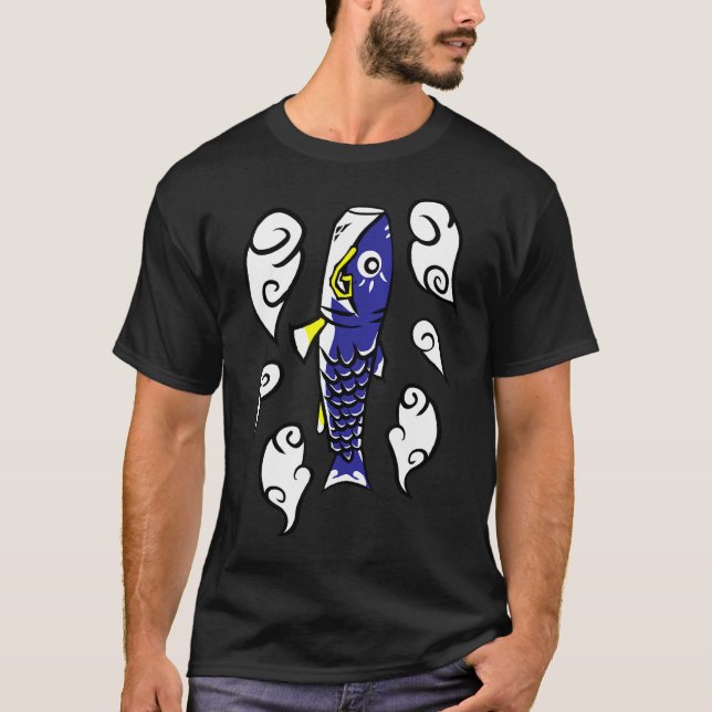Camiseta Koi Kite - Azul Japonês (Frente)