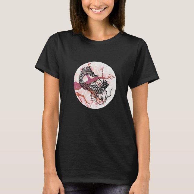 Camiseta Koi Sakura Árvore Prosperity Cherry Blossom Japonê (Frente)