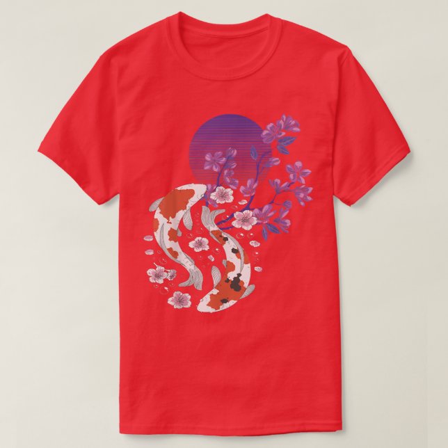 Camiseta Koi Sakura Tree Yin Yang Primavera Cherry Blossom  (Frente do Design)