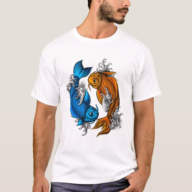 Camiseta Koi Ying Yang - Arte Original (Frente)