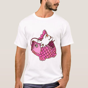 Camiseta Koinobori Gato e Rosa