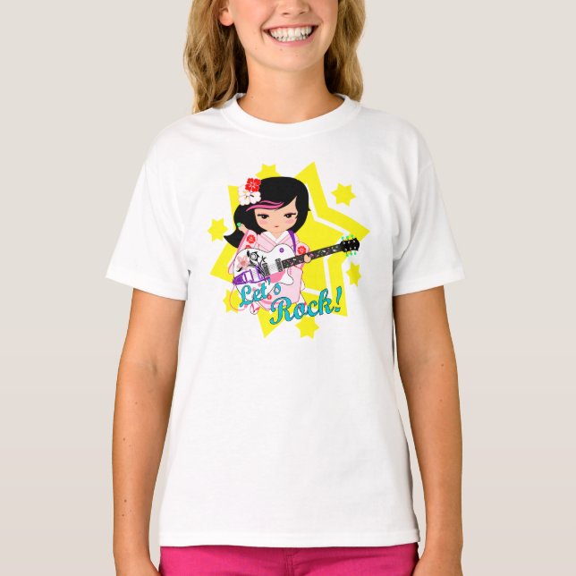 Camiseta Kokeshi Doll Rock N Roll (Frente)