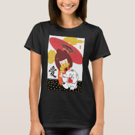 Camiseta KOKESHI LOVE  Chow dog furoshiki valentine