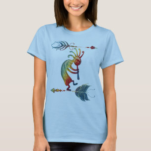 Camiseta Kokopelli Americano Nativo Com Duas Penas 1