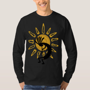 Camiseta Kokopelli Dourada Mens de Longa Folga
