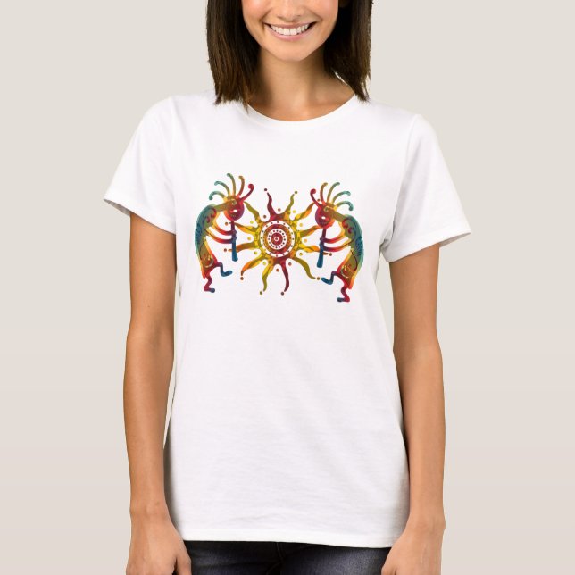 Camiseta KOKOPELLI DUO SUN + suas ideias (Frente)