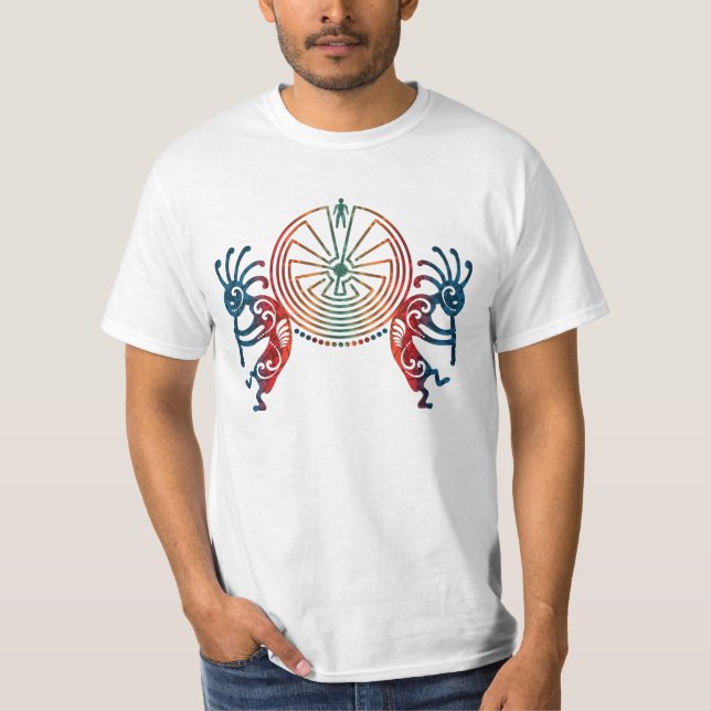 Camiseta KOKOPELLI / HOMEM NO MAZE + suas ideias (Frente)