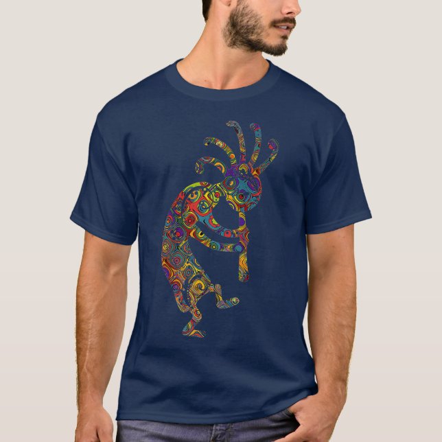 Camiseta Kokopelli Nativo Americano com Ventilador P (Frente)