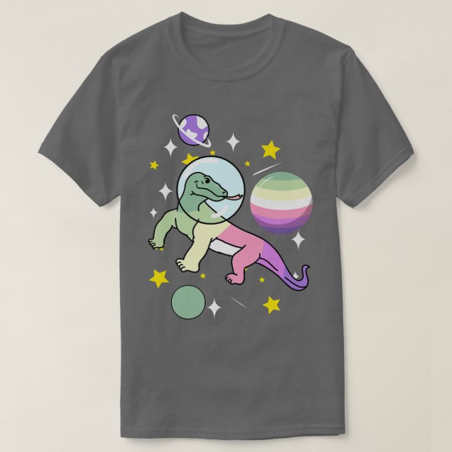Camiseta Komodo Dragon Astronaut Genderfae (Frente do Design)