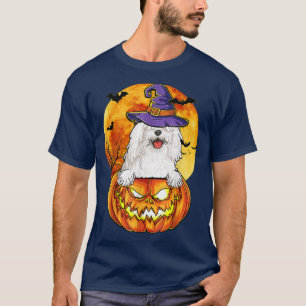 Camiseta Komondor Witch Pumpkin Cão de Halloween Engraçado