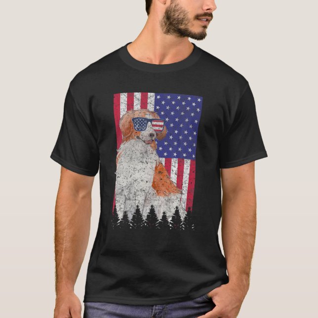 Camiseta Kooikerhondje Um Cão Patriótico EUA Orgulho Americ (Frente)