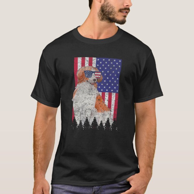 Camiseta Kooikerhondje Um Cão Patriótico EUA Orgulho Americ (Frente)