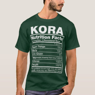 Camiseta Kora Nutrition FactsKora Name Birthday