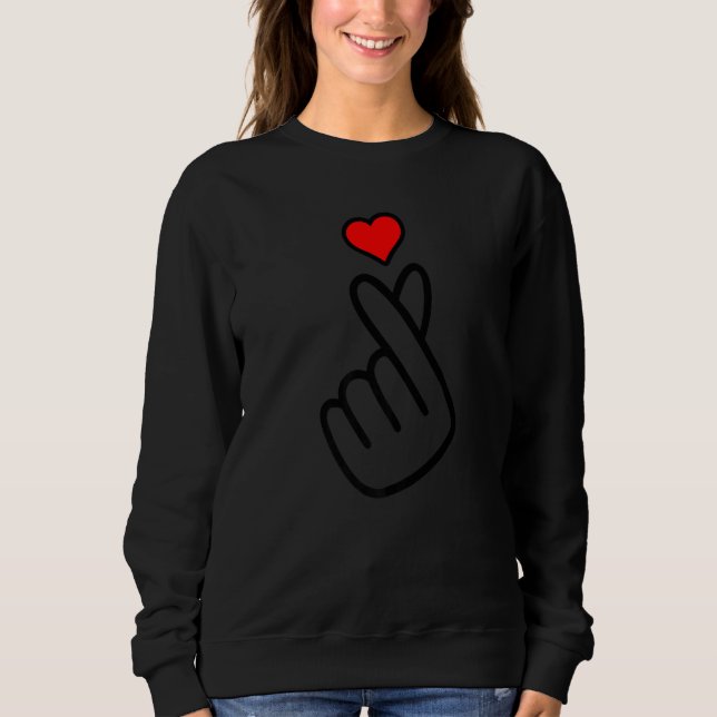 Camiseta Korean K-pop Snap Finger Heart Hand I Love You Kpo (Frente)