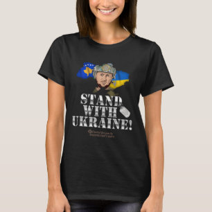 Camiseta Kosovo Apoia a Ucrânia Volodymyr Zelenskyy Bandeir