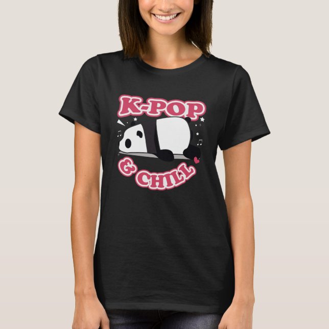 Camiseta Kpop & Chill Panda Korea Music Symbol Teen Girls M (Frente)