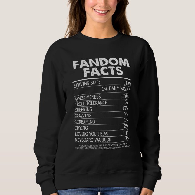 Camiseta Kpop Fandom Kdrama Fatos Nutricionais (Frente)