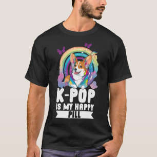 Camiseta Kpop Happy Pill Corgi Dog Pop coreano Merch K-pop 