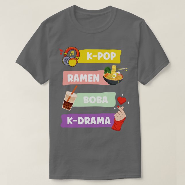 Camiseta Kpop Ramen Boba KDrama Coreano Fãs Sul-Coreanos Pr (Frente do Design)
