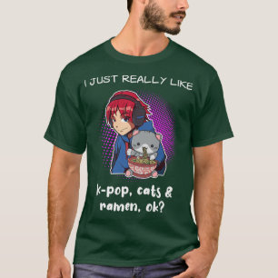 Camiseta KPop Ramen Lover Cat Lover Kitten Coreano Pop Musi