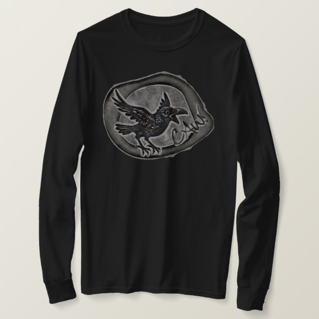 Camiseta Krähe Crow Rabe ruft CAW! Longsleeve  (Frente do Design)