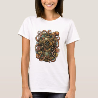 Camiseta Kraken's Embrace - Vintage Dive Helmet
