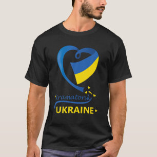 Camiseta Kramatorsk Ucrânia Bandeira Nacional Cardíaco Embl