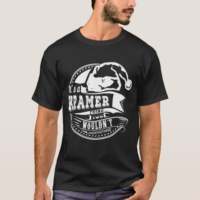 Camiseta Kramer- Hat Xmas Nome Personalizado (Frente)