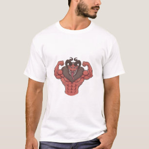 Camiseta Krampus Assustador Natal Flexionando Músculo Fitne