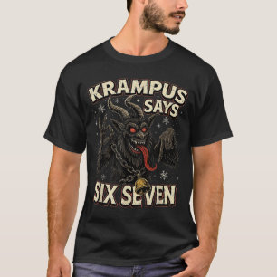 Camiseta Krampus Engraçado Diz Seis Sete 6 7 Meme Natal Ho